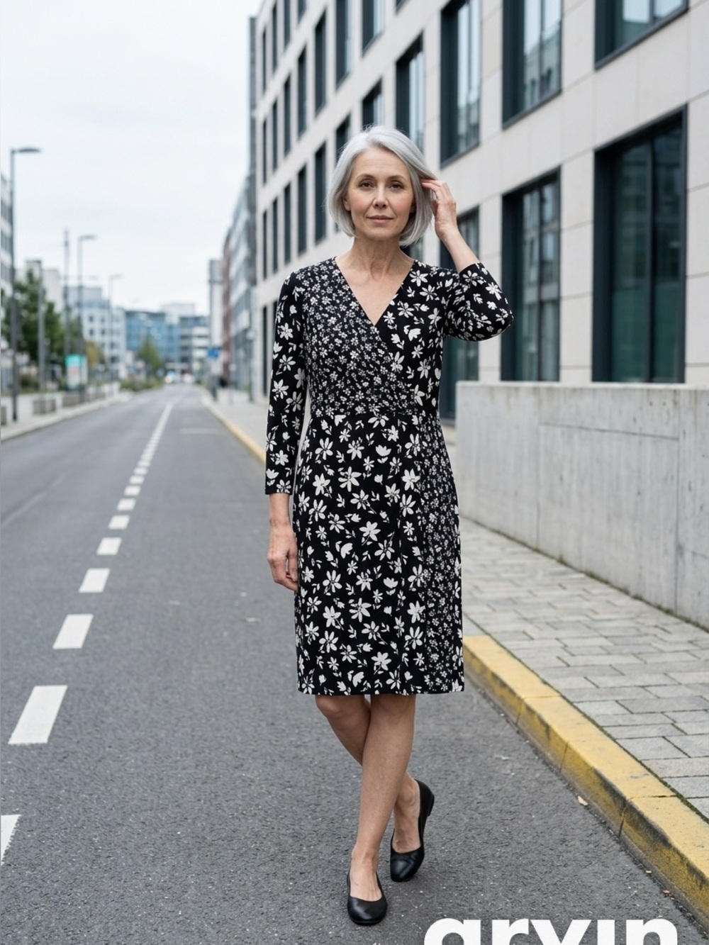 Talbots Black and White Floral Dress